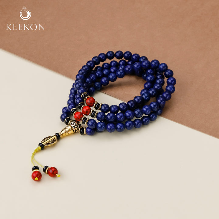 Tibetan Natural Imperial Lapis Lazuli 108 Mala Beads Bracelet