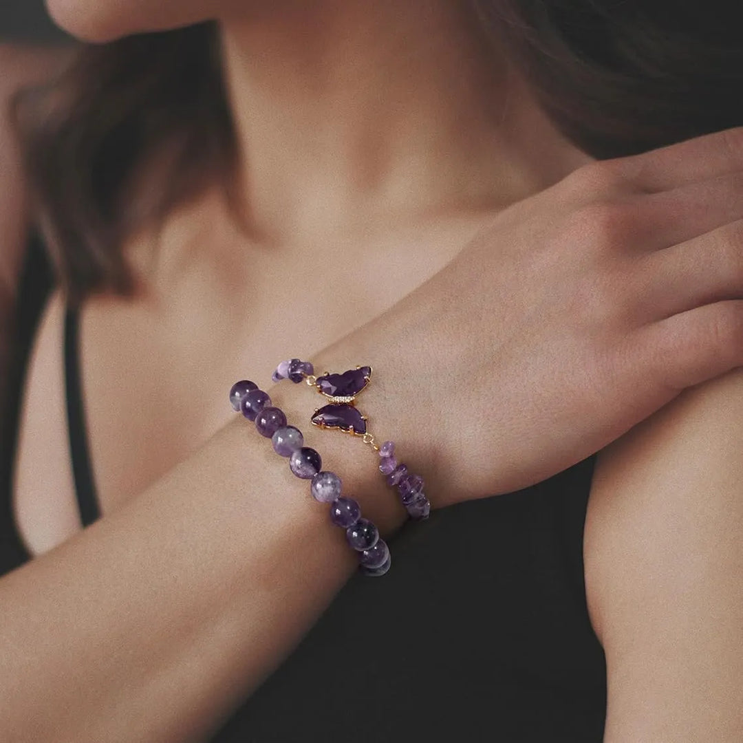 Amethyst Crystal Butterfly Bracelet