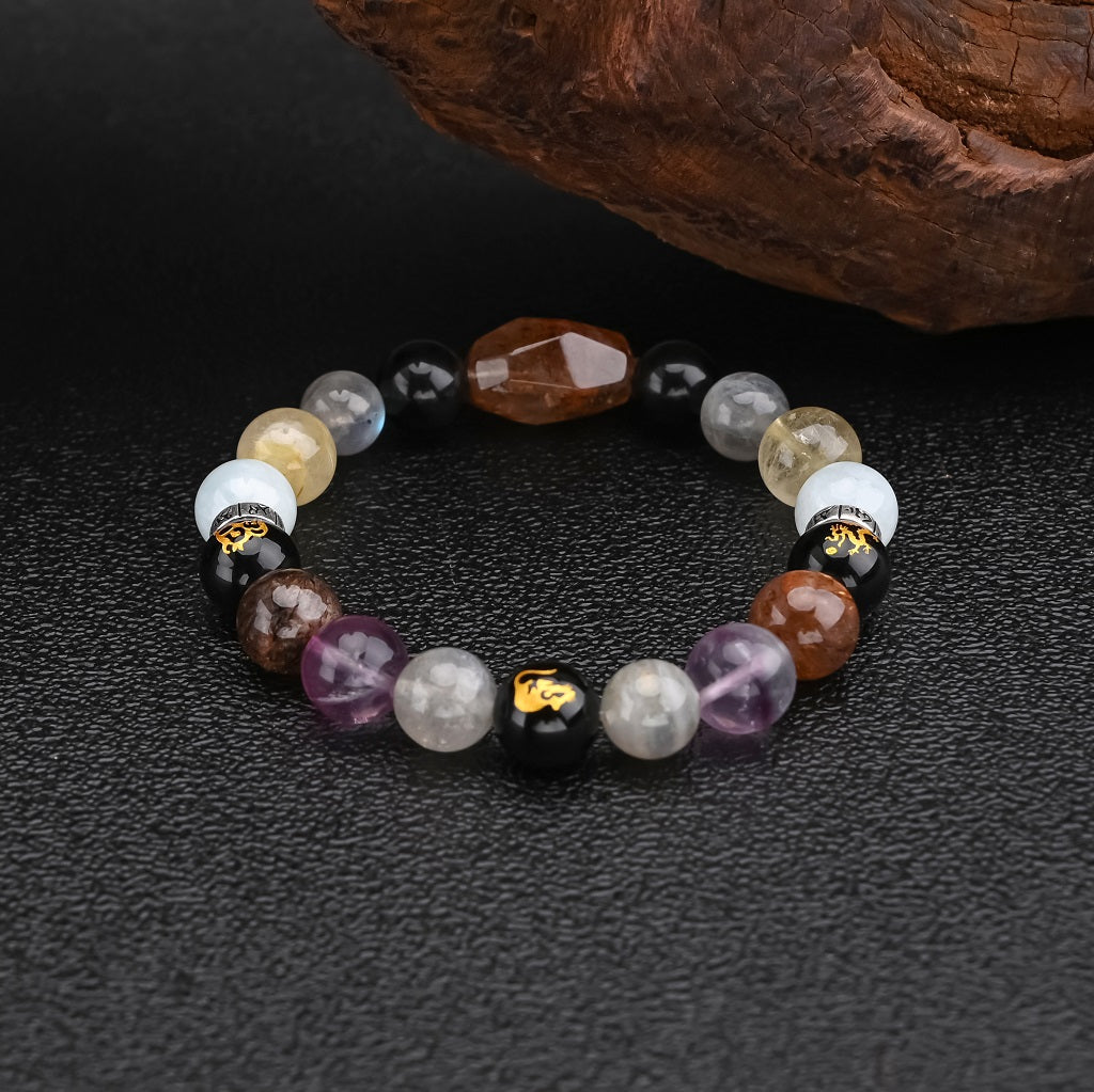 Black Gold Zodiac Crystal Bracelet –  Wealth & Energy Balance