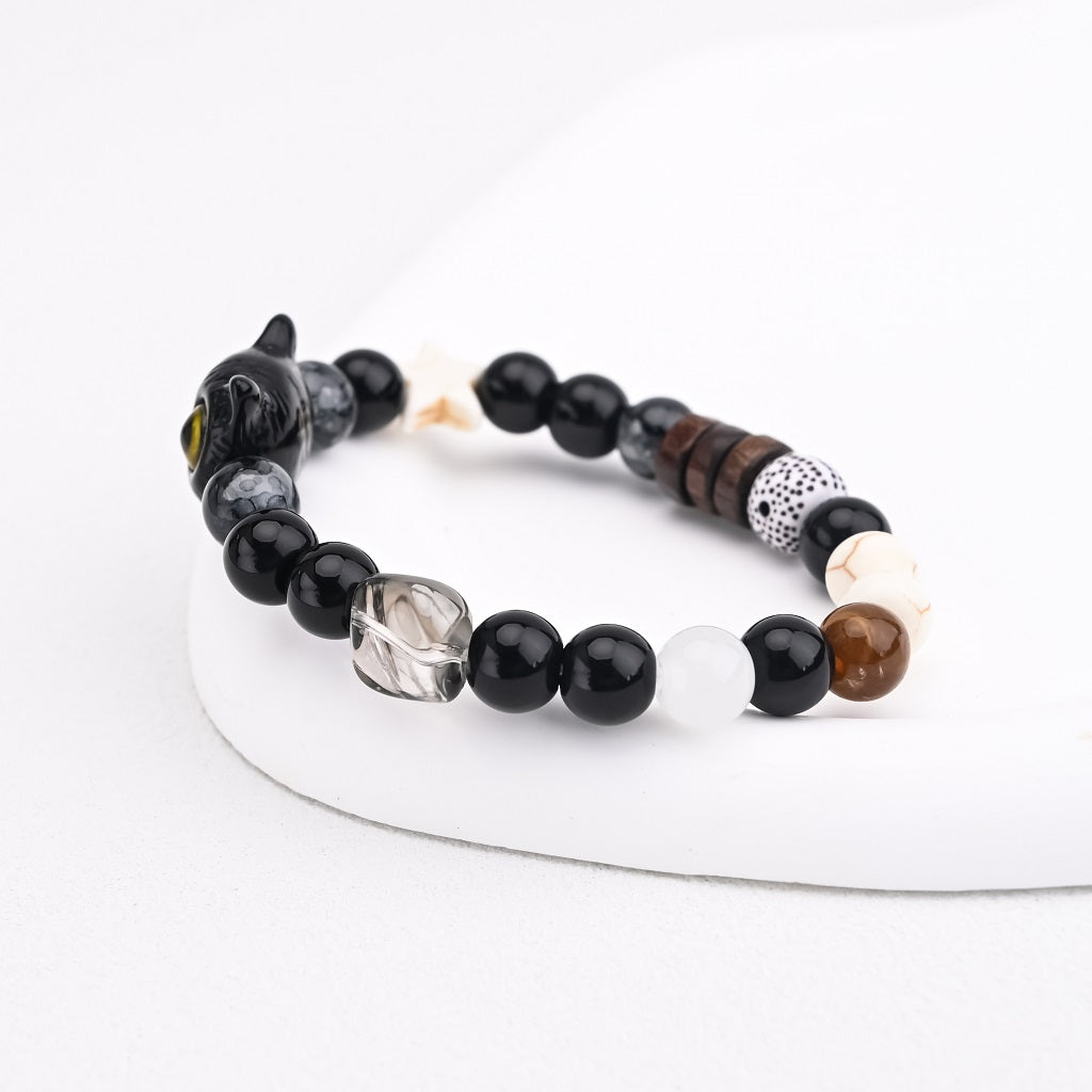Black Sesame Ceramic Cat Bracelets