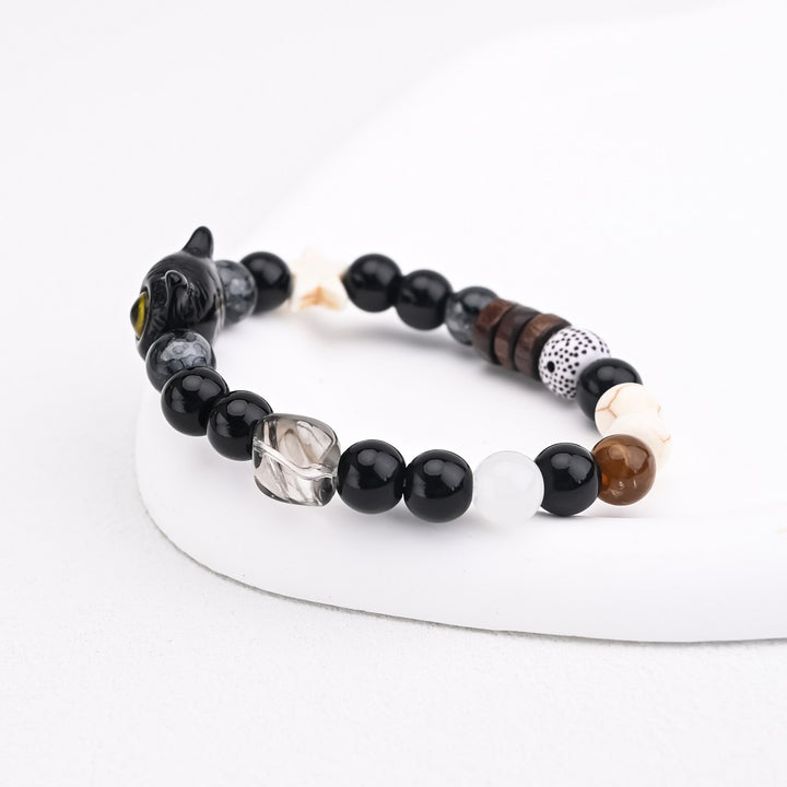 Black Sesame Ceramic Cat Bracelets