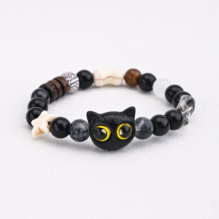 Black Sesame Ceramic Cat Bracelets