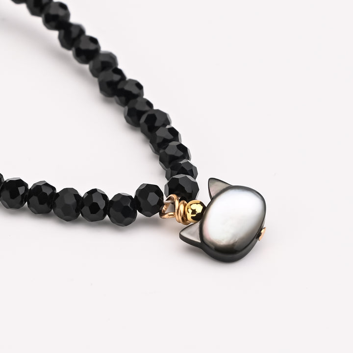 Black Spinel Cat Shell Bracelet Necklace