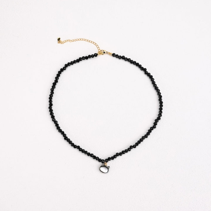 Black Spinel Cat Shell Bracelet Necklace