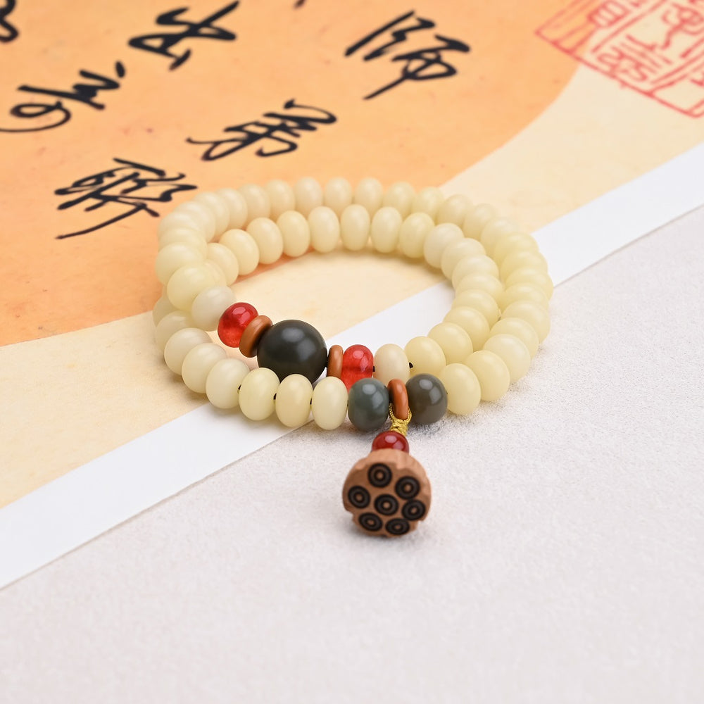 Bodhi Seed Lotus Pod Double Wrap Bracelet