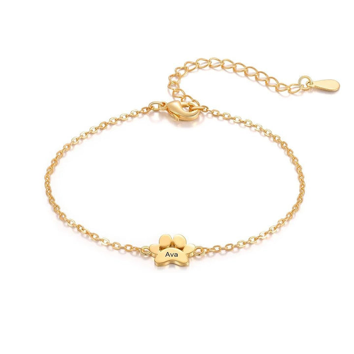 Custom Name Dog Paw Bracelet