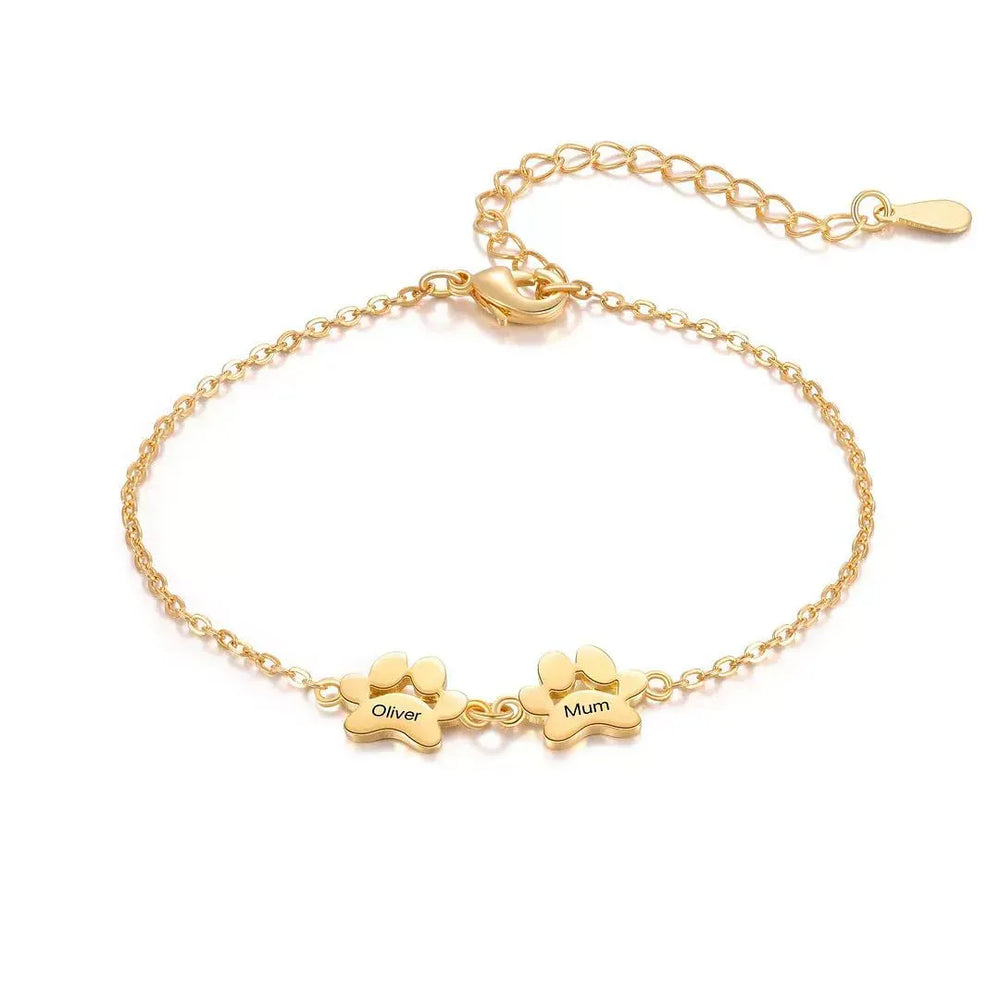 Custom Name Dog Paw Bracelet