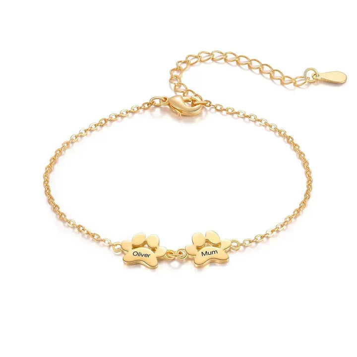 Custom Name Dog Paw Bracelet
