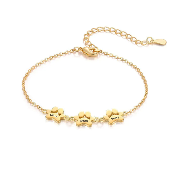 Custom Name Dog Paw Bracelet