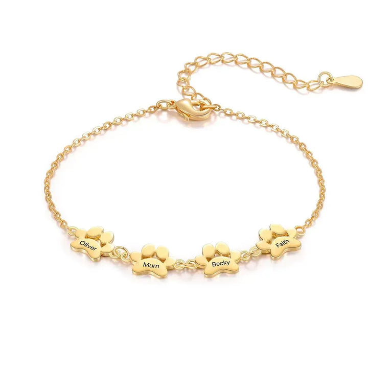 Custom Name Dog Paw Bracelet