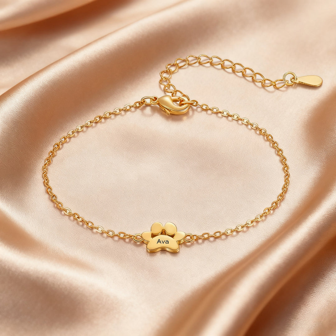Custom Name Dog Paw Bracelet