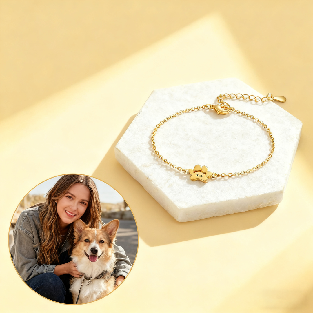 Custom Name Dog Paw Bracelet