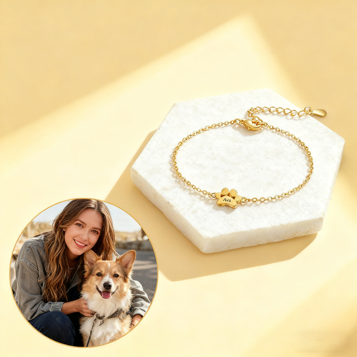 Custom Name Dog Paw Bracelet