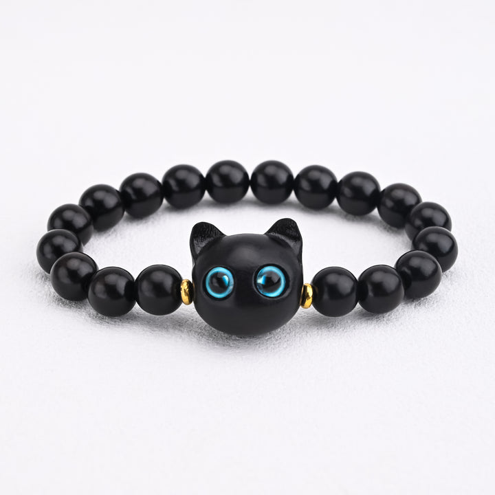 Green Sandalwood Black Ebony Cat Bracelet