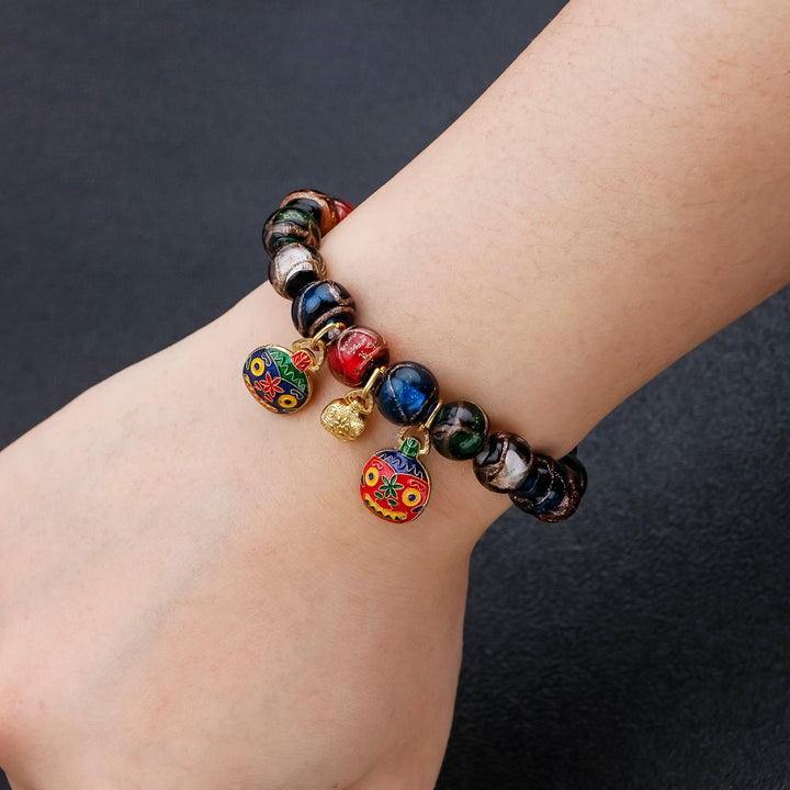 Five-colored Crystal Incense Ash Liuli Glass Bracelet