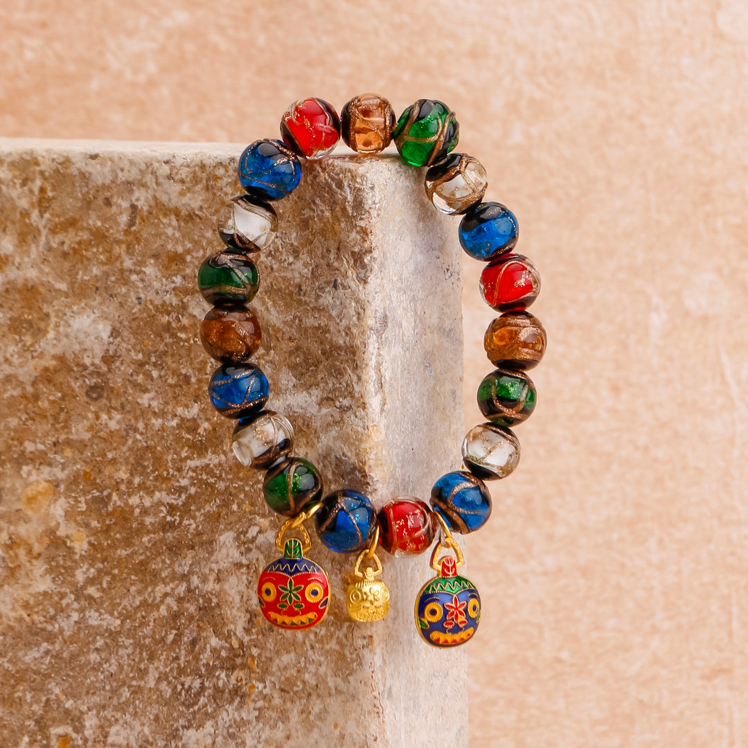 Five-colored Crystal Incense Ash Liuli Glass Bracelet