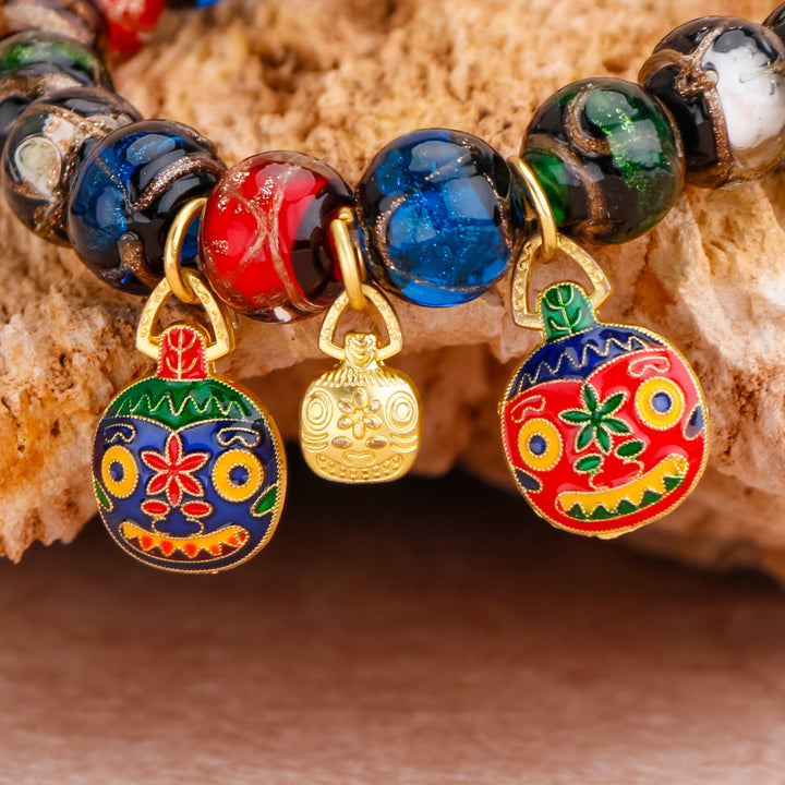 Five-colored Crystal Incense Ash Liuli Glass Bracelet