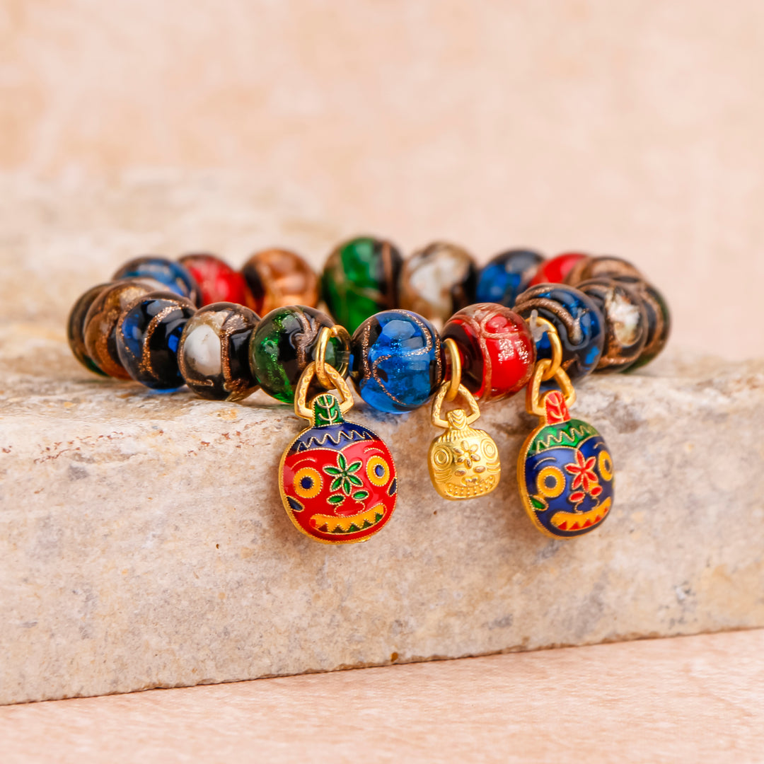 Five-colored Crystal Incense Ash Liuli Glass Bracelet