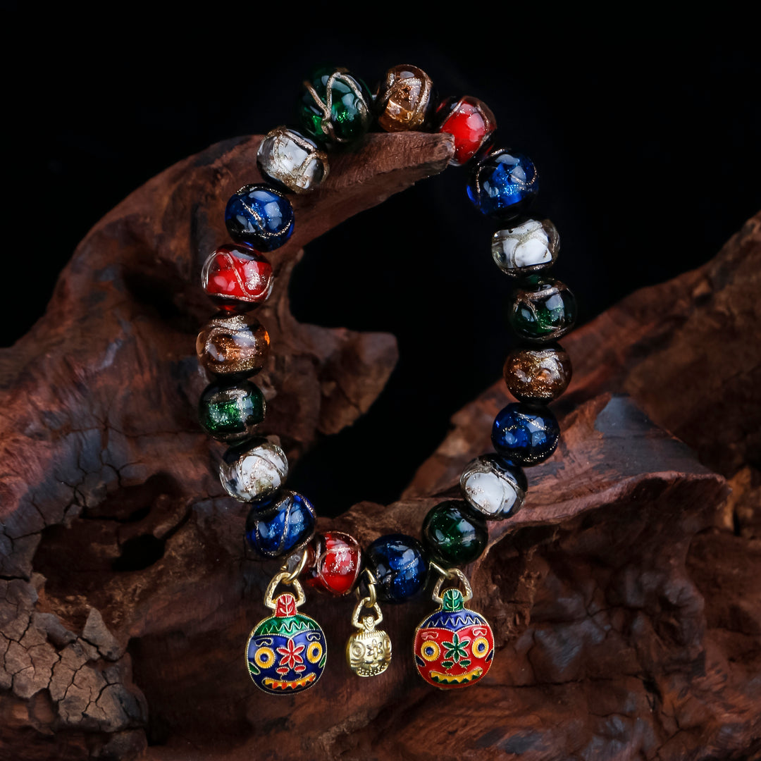 Five-colored Crystal Incense Ash Liuli Glass Bracelet