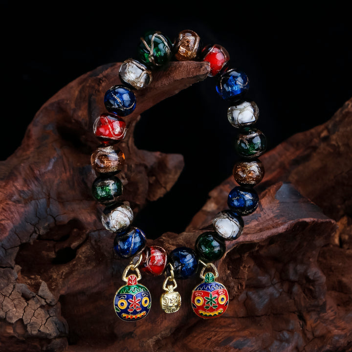Five-colored Crystal Incense Ash Liuli Glass Bracelet