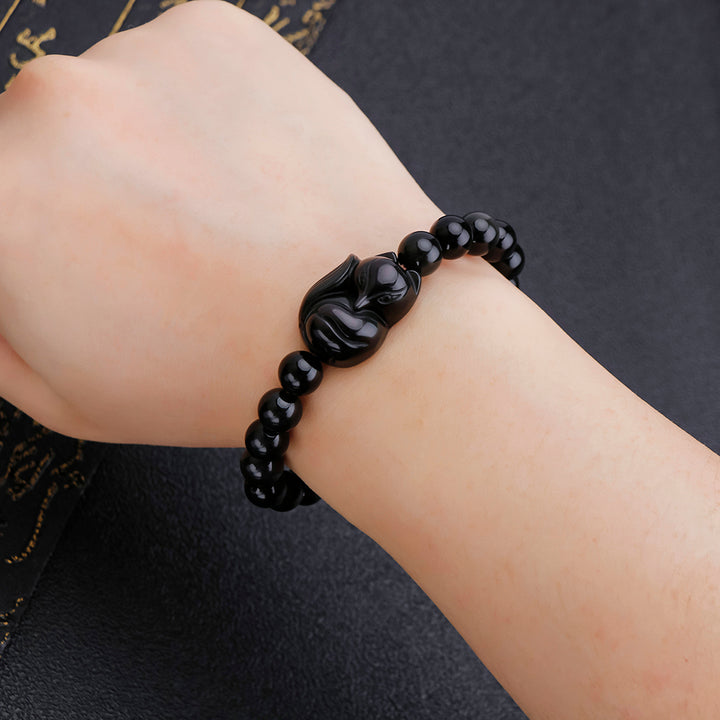 Fox Fairy Black Obsidian Bracelet Protector