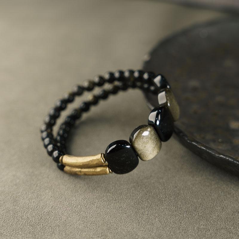 Gold Sheen Obsidian Double-Layer Strengthen Bracelet