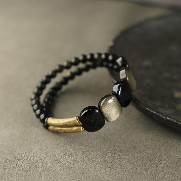 Gold Sheen Obsidian Double-Layer Strengthen Bracelet