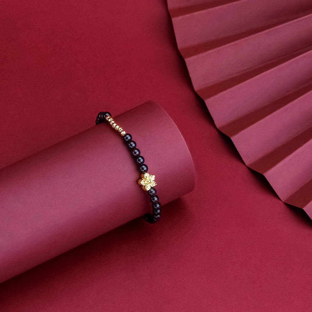 Golden Garnet Flower Bracelet