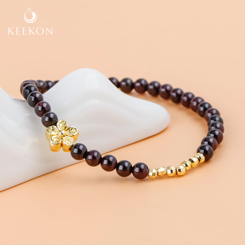 Golden Garnet Flower Bracelet
