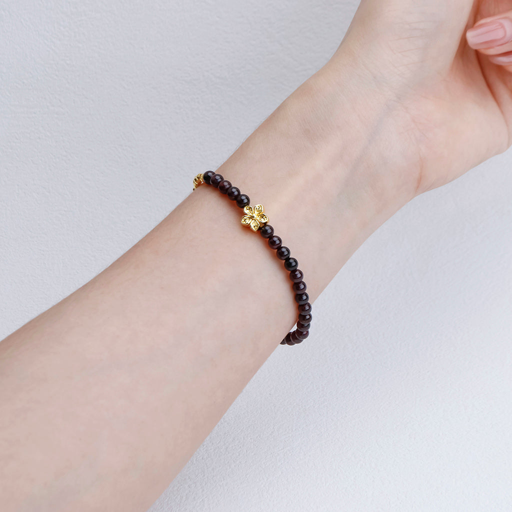 Golden Garnet Flower Bracelet