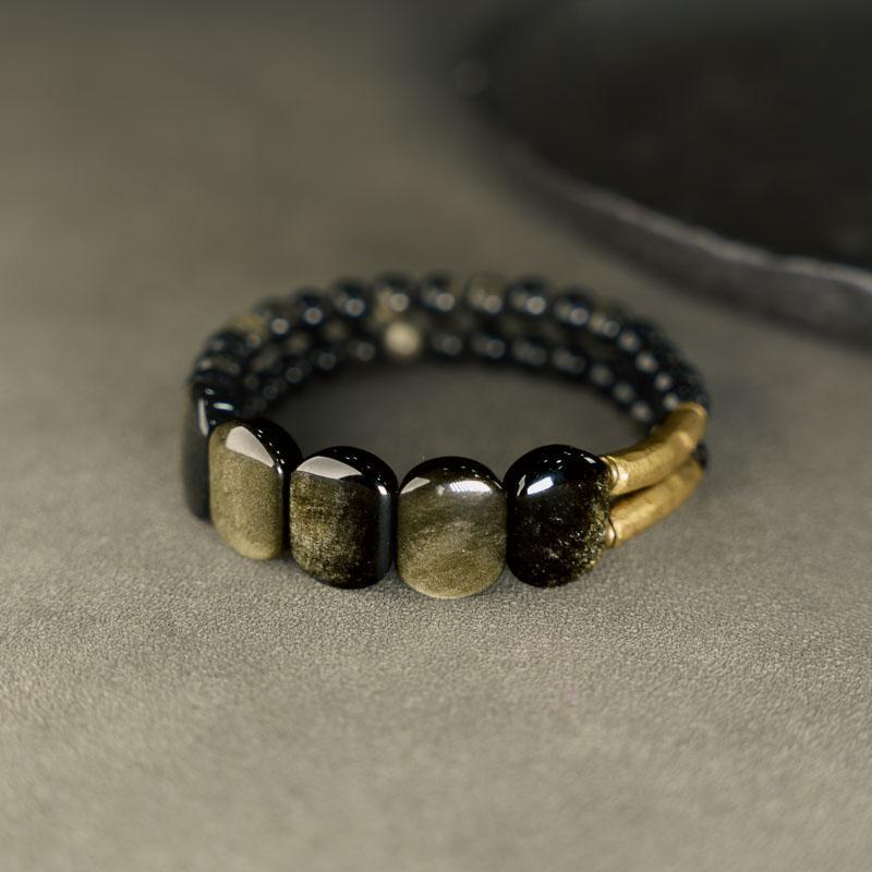 Gold Sheen Obsidian Double-Layer Strengthen Bracelet