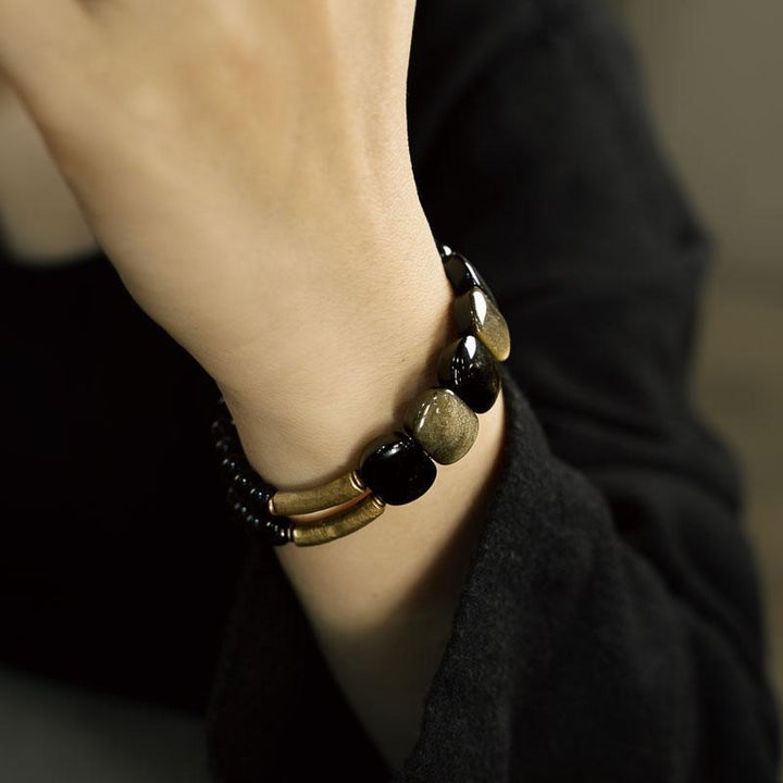 Gold Sheen Obsidian Double-Layer Strengthen Bracelet