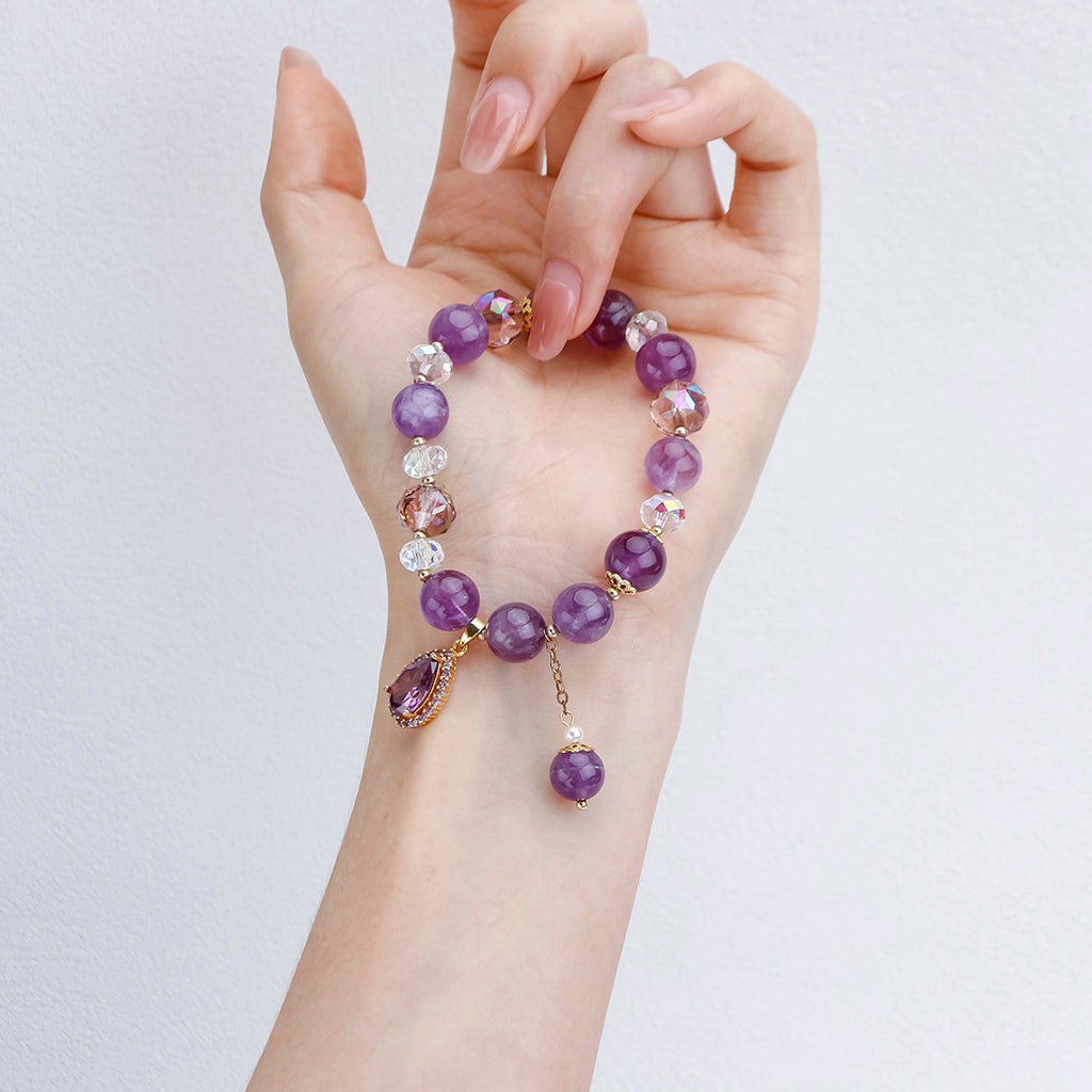 Natural Amethyst Water Drop Bracelet