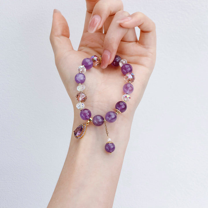 Natural Amethyst Water Drop Bracelet