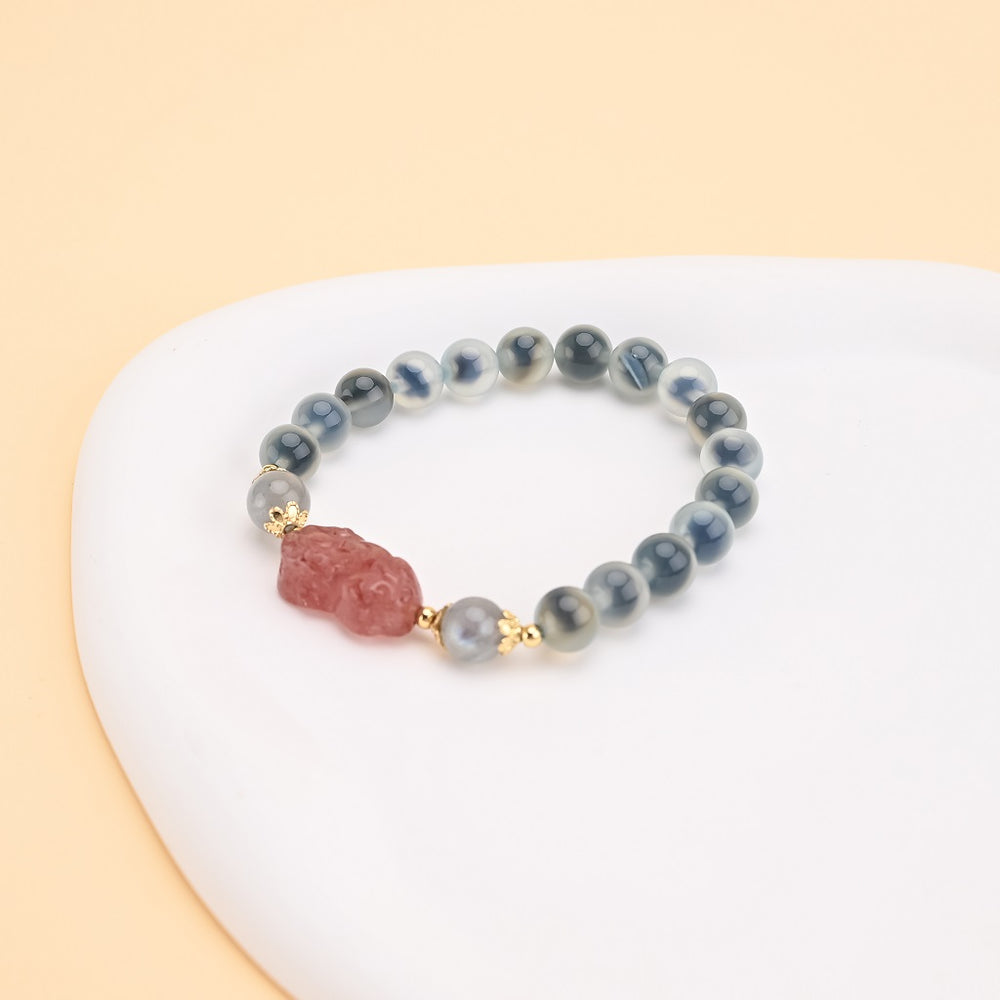 Natural Blue Sugar Agate Pixiu Bracelet