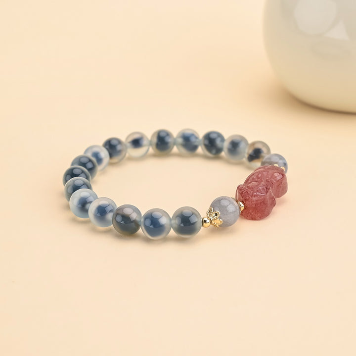 Natural Blue Sugar Agate Pixiu Bracelet