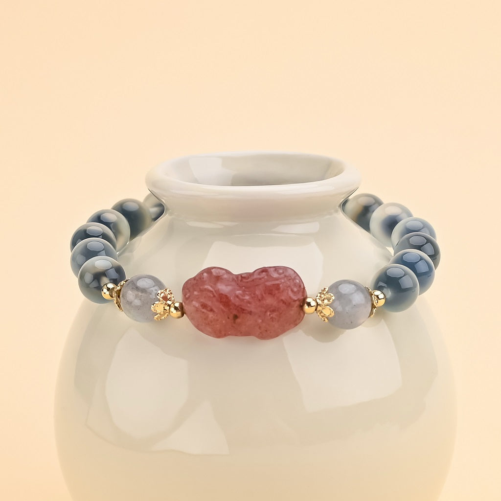 Natural Blue Sugar Agate Pixiu Bracelet