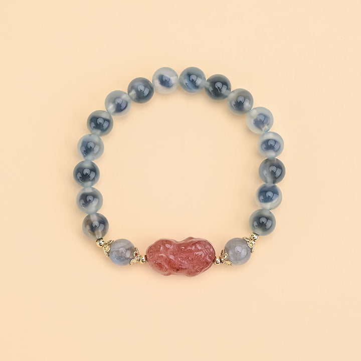 Natural Blue Sugar Agate Pixiu Bracelet