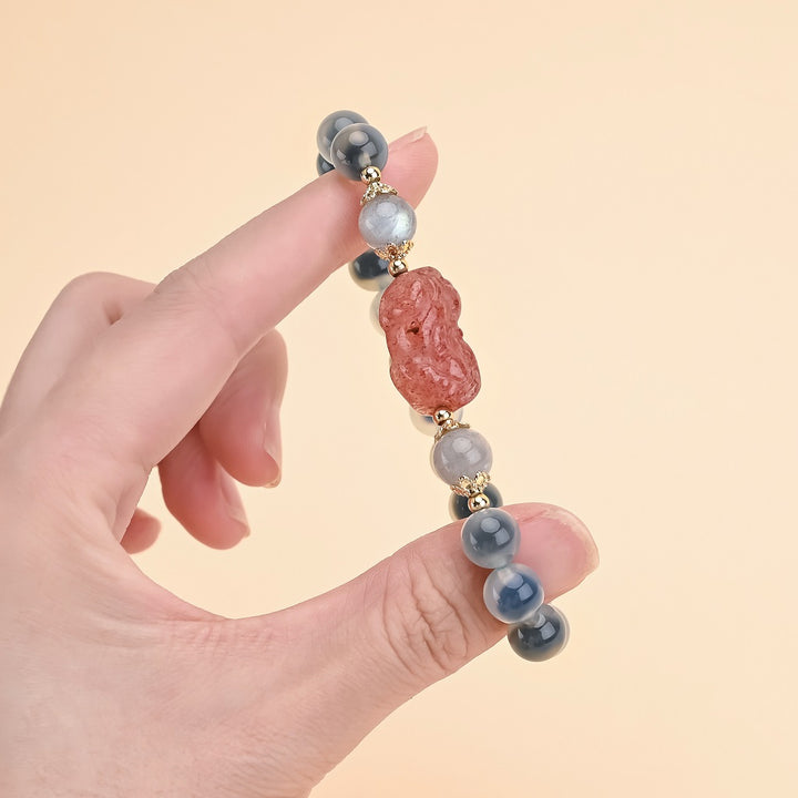 Natural Blue Sugar Agate Pixiu Bracelet