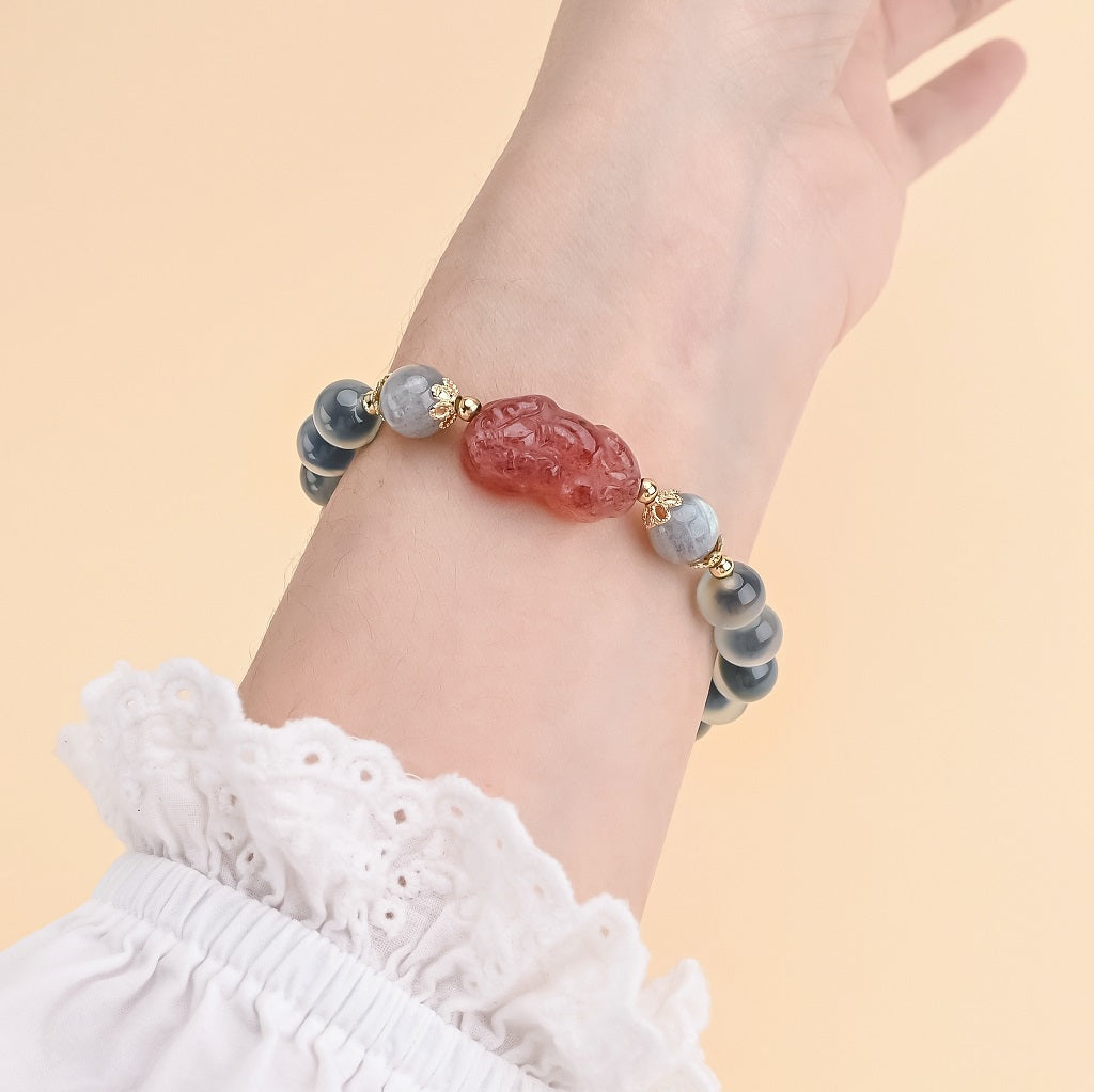 Natural Blue Sugar Agate Pixiu Bracelet