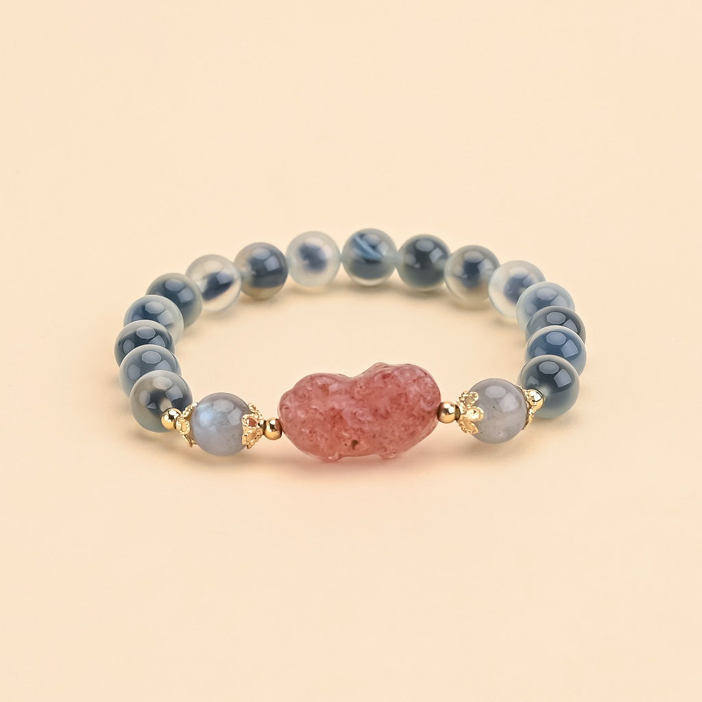 Natural Blue Sugar Agate Pixiu Bracelets