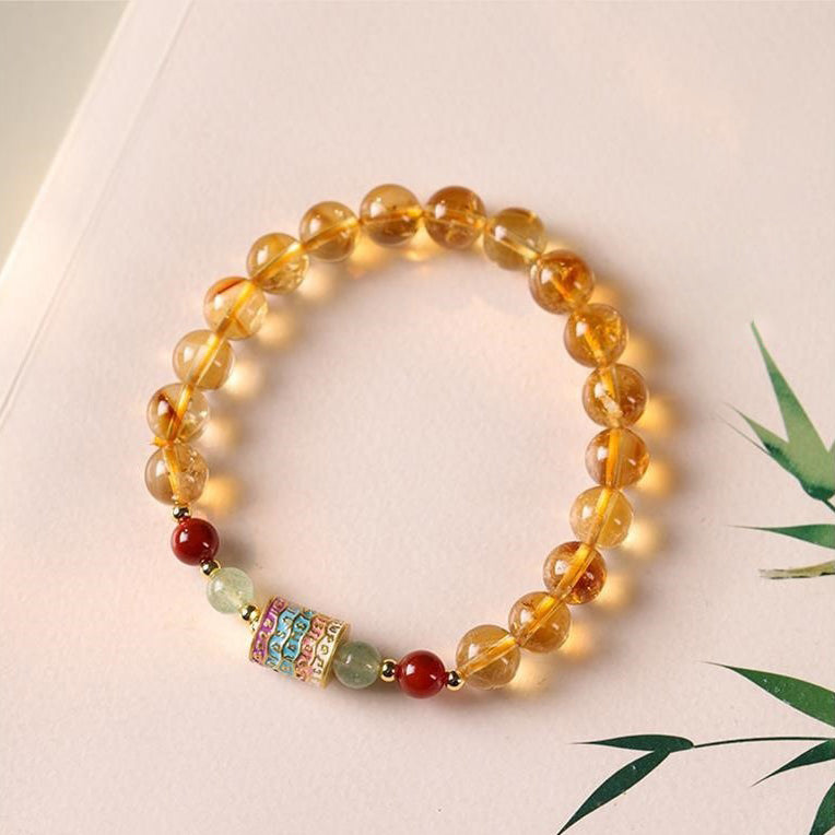 Natural Citrine Prayer Wheel Bracelet