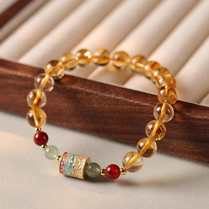 Natural Citrine Prayer Wheel Bracelet