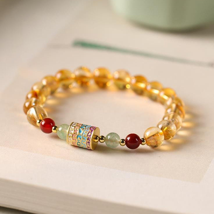 Natural Citrine Prayer Wheel Bracelet