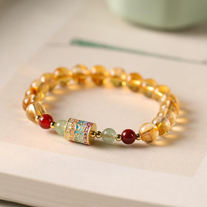 Natural Citrine Prayer Wheel Bracelet