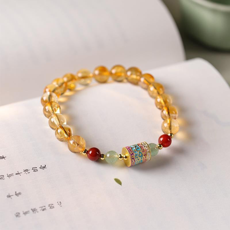 Natural Citrine Prayer Wheel Bracelet