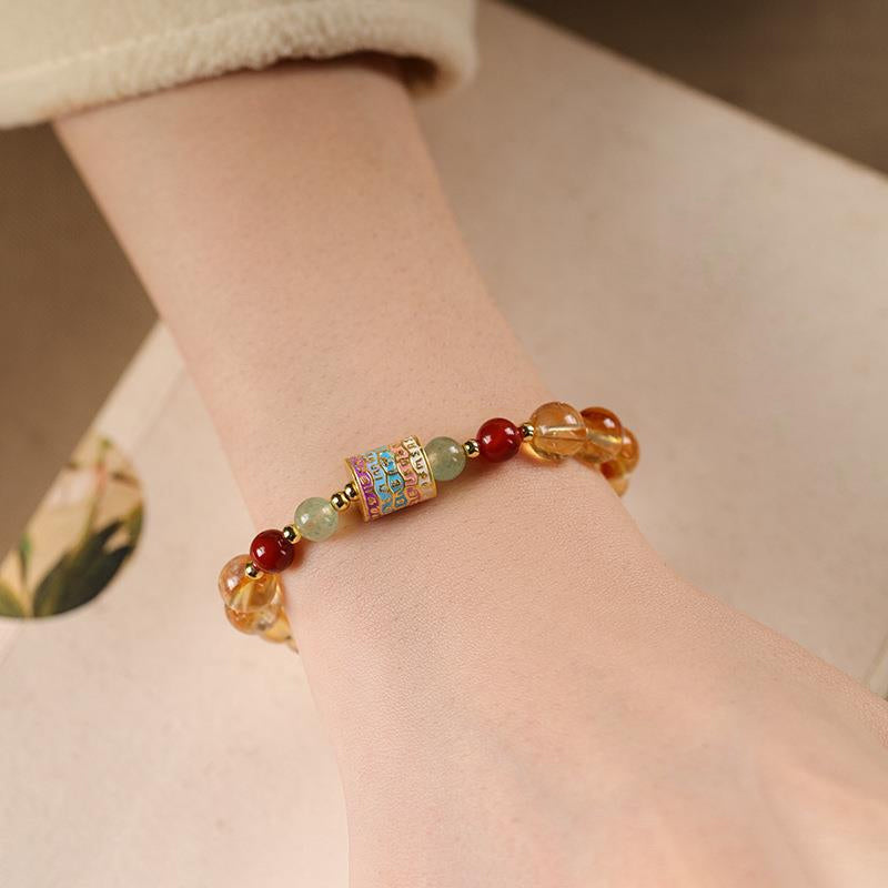 Natural Citrine Prayer Wheel Bracelet