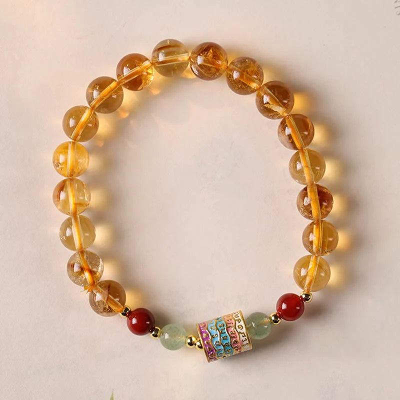 Natural Citrine Prayer Wheel Bracelet
