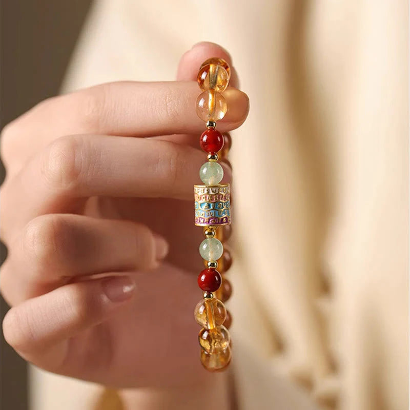 Natural Citrine Prayer Wheel Bracelet