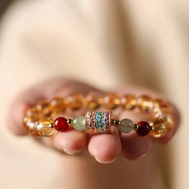 Natural Citrine Prayer Wheel Bracelet